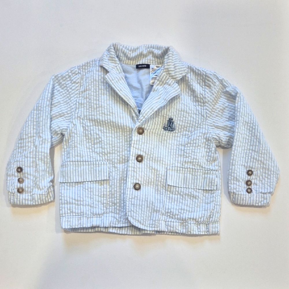 Izod Blue Seersucker Blazer with Pinstripe And Embroidered Logo